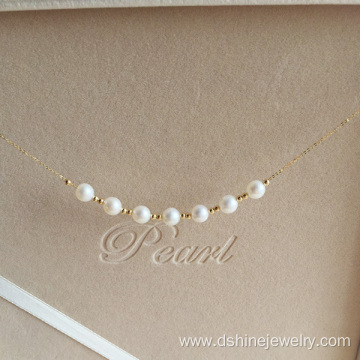 Exquisite 18K Gold Chain Women Jewelry Real Pearl Necklace